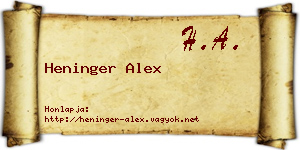 Heninger Alex névjegykártya